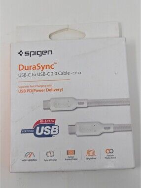 Spigen DuraSync USB-C to USB-C 2.0 Cable C11C1 60W Braided Cord New Sealed